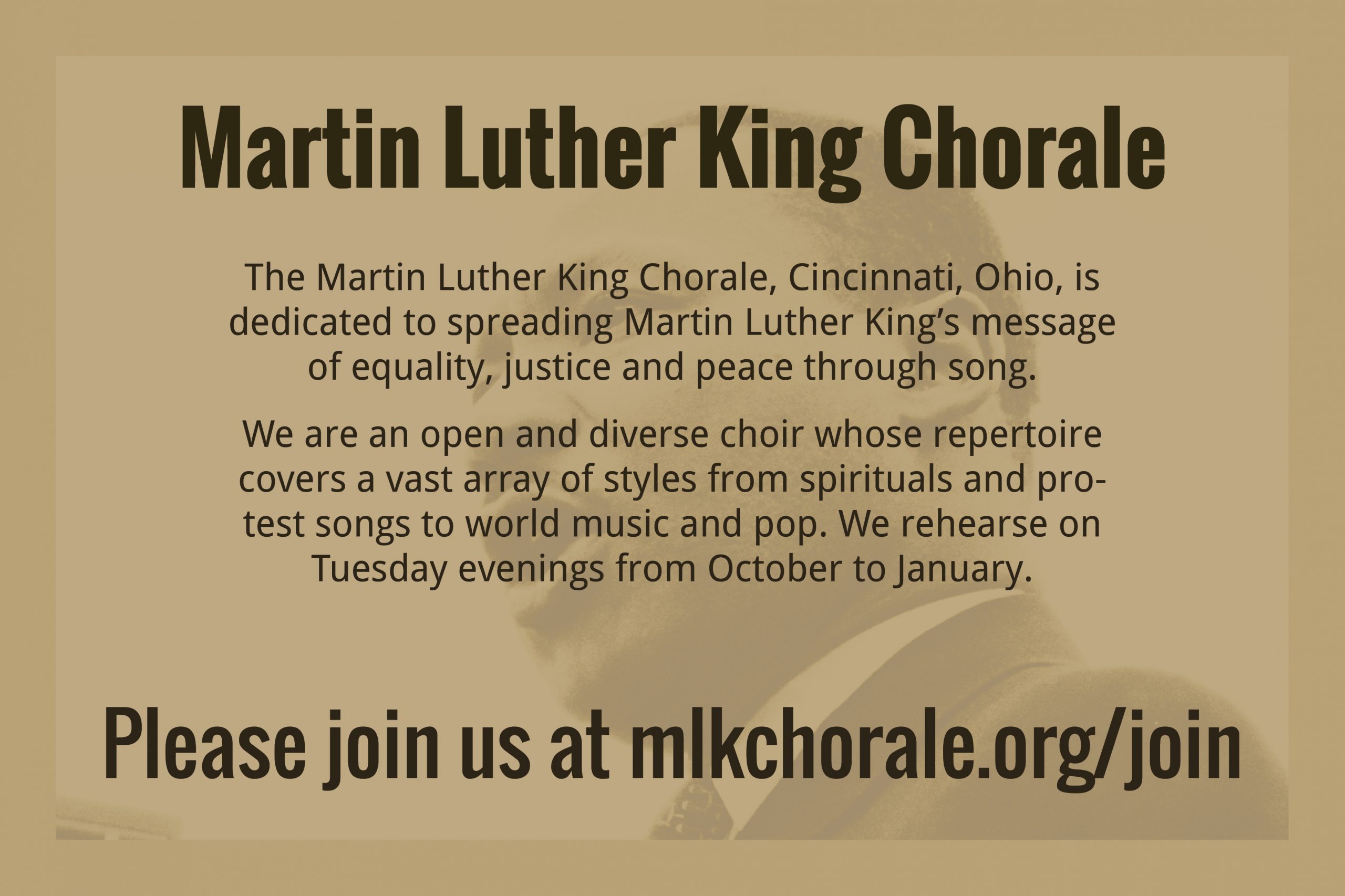 Sing with the Martin Luther King Chorale! mlkchorale.org/join